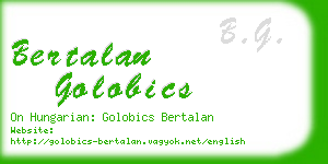 bertalan golobics business card